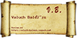 Valuch Balázs névjegykártya